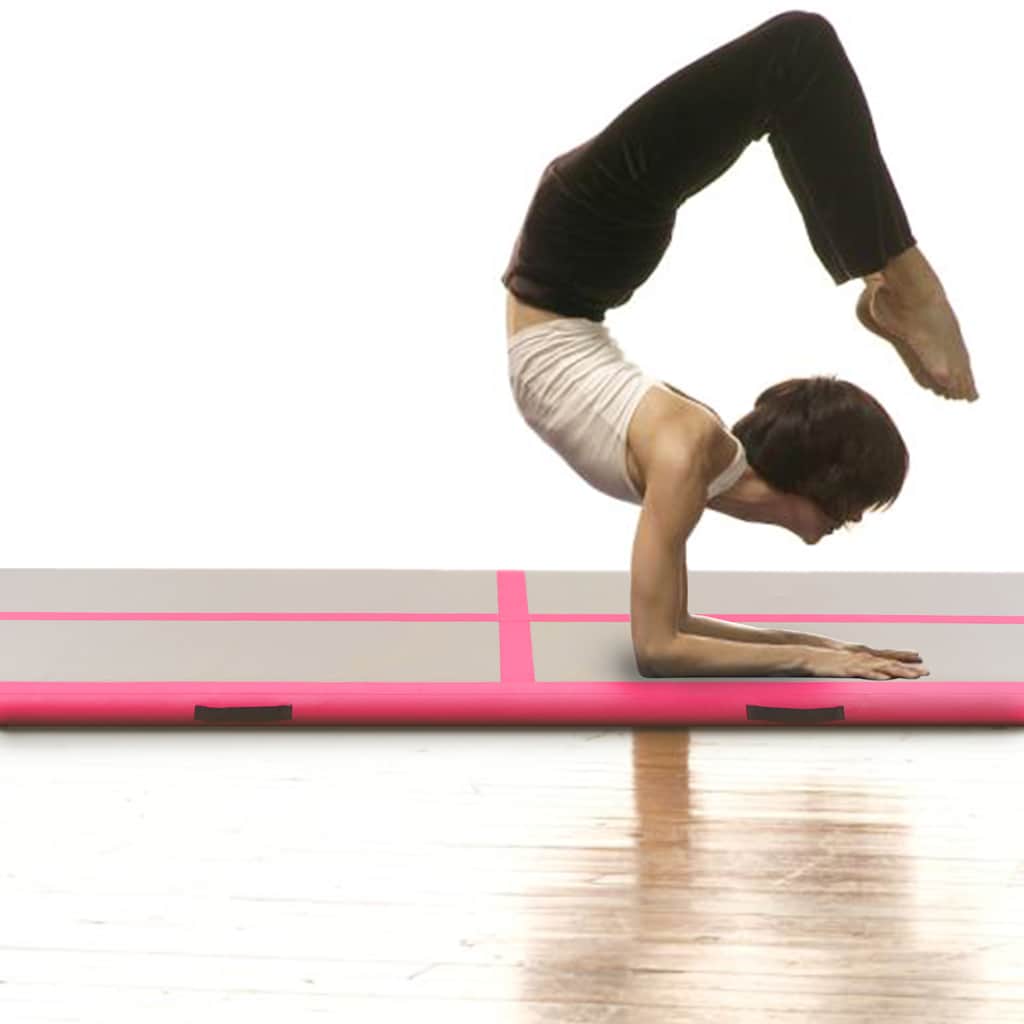 oppustelig gymnastikmåtte med pumpe 800 x 100 x 10 cm PVC Pink