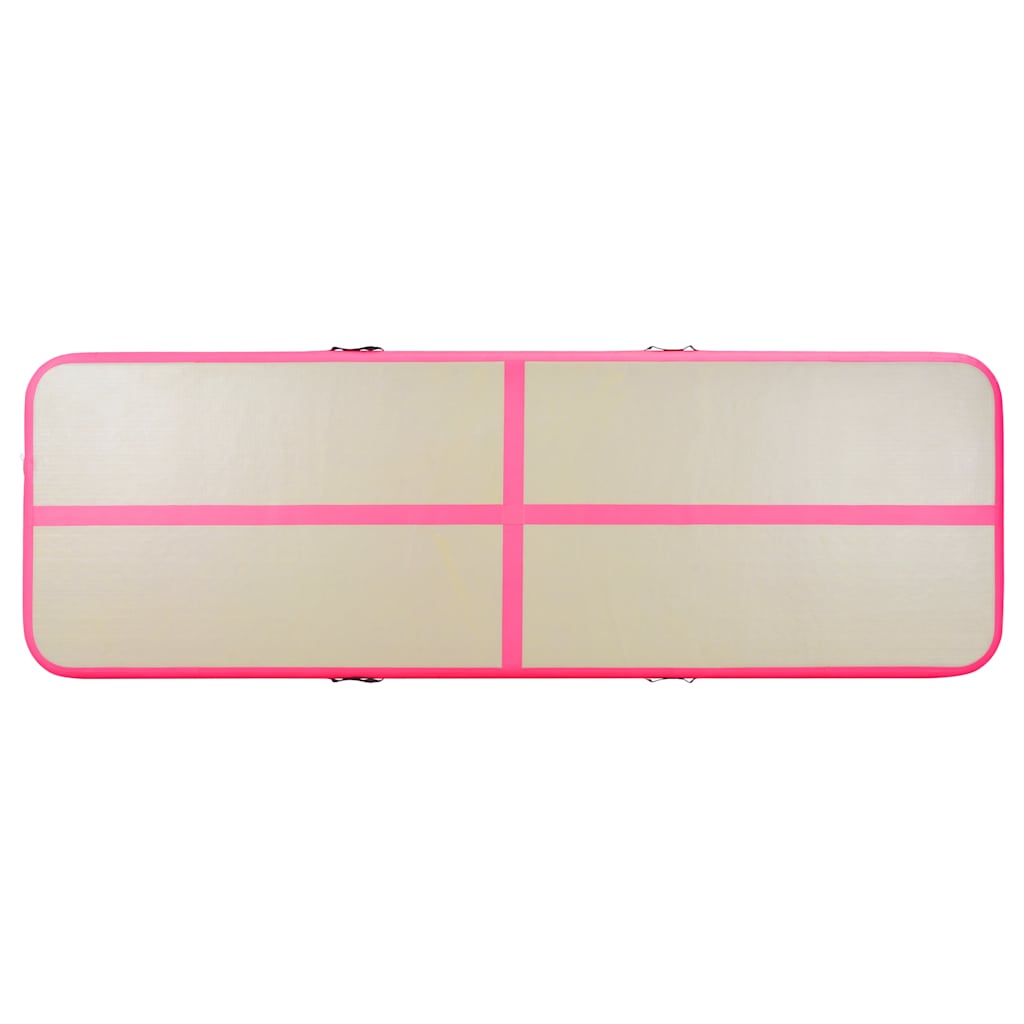 oppustelig gymnastikmåtte med pumpe 800 x 100 x 10 cm PVC Pink