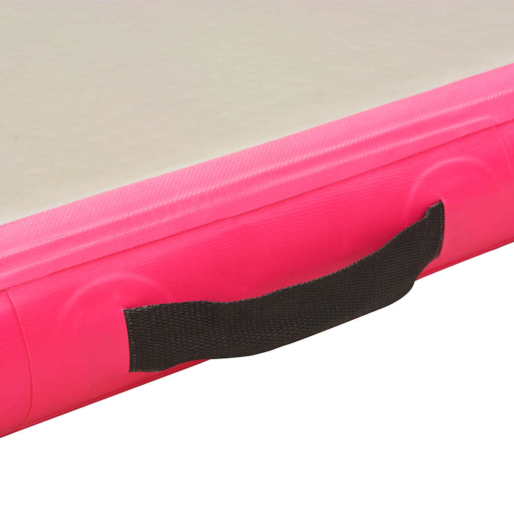 oppustelig gymnastikmåtte med pumpe 800 x 100 x 10 cm PVC Pink