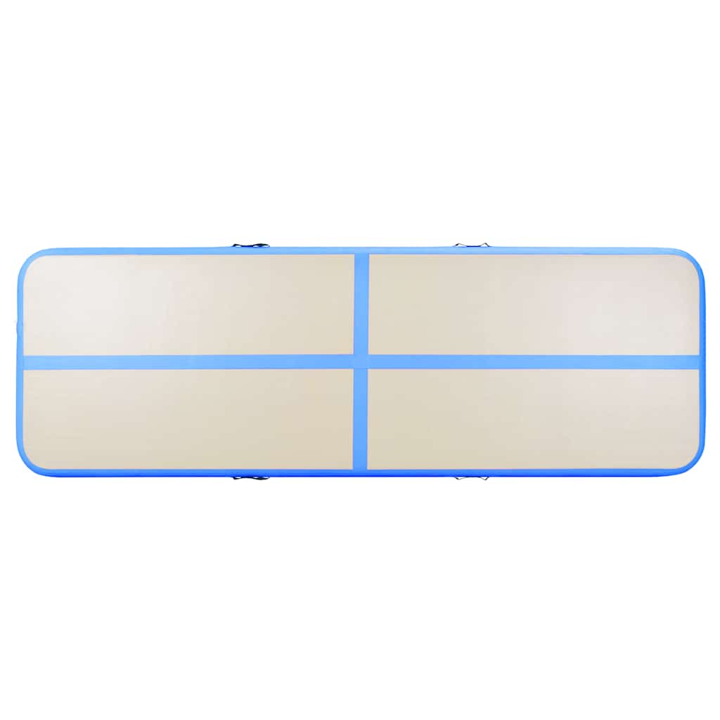 oppustelig gymnastikmåtte med pumpe 800 x 100 x 10 cm PVC blå