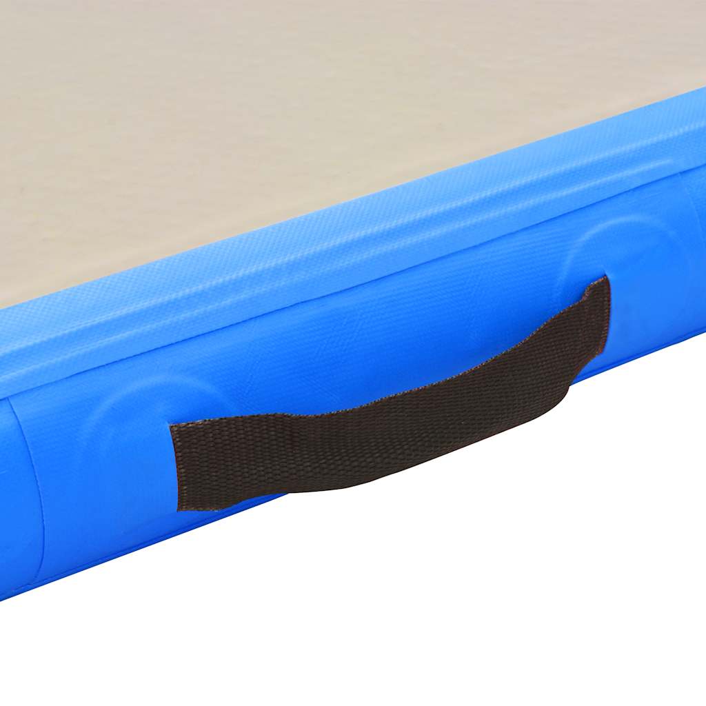 oppustelig gymnastikmåtte med pumpe 800 x 100 x 10 cm PVC blå