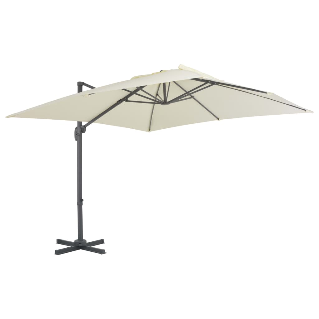 haveparasol m. transportabel fod sandfarvet