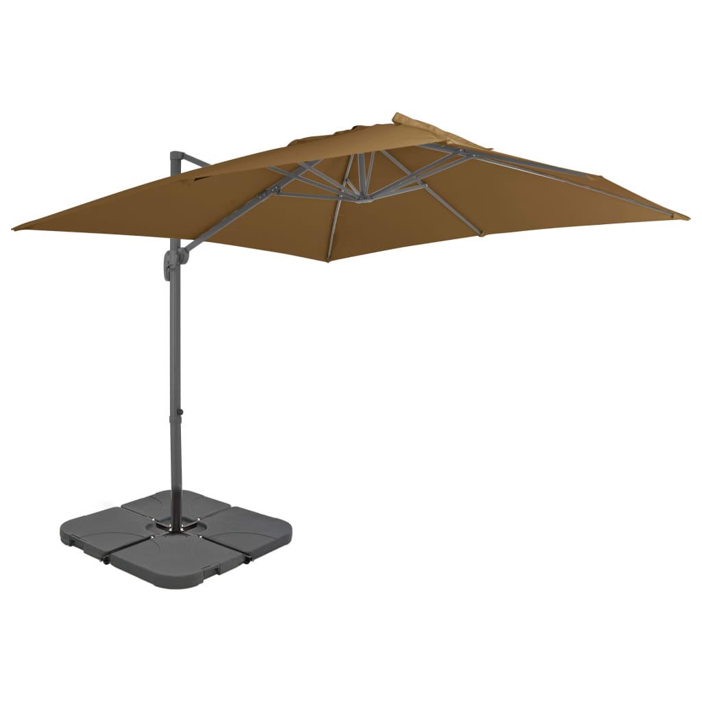 haveparasol m. transportabel fod gråbrun