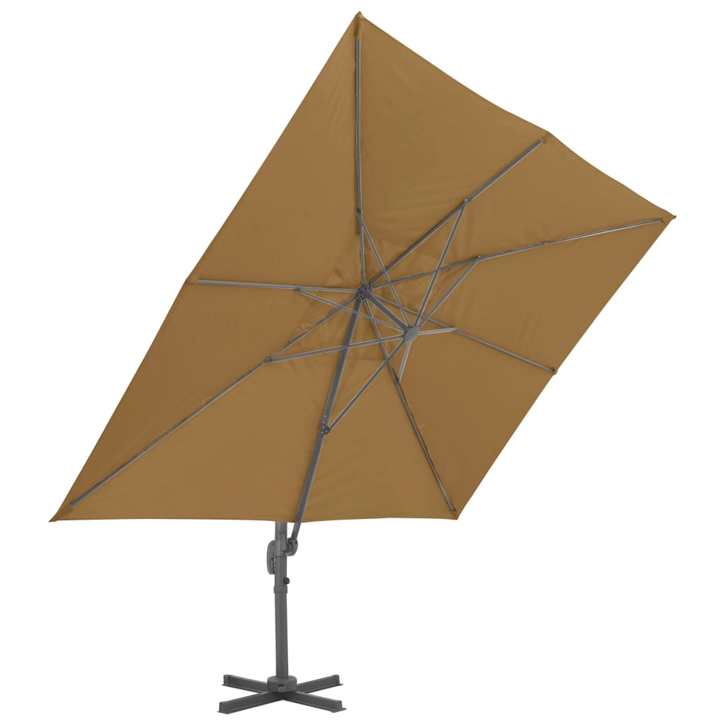 haveparasol m. transportabel fod gråbrun