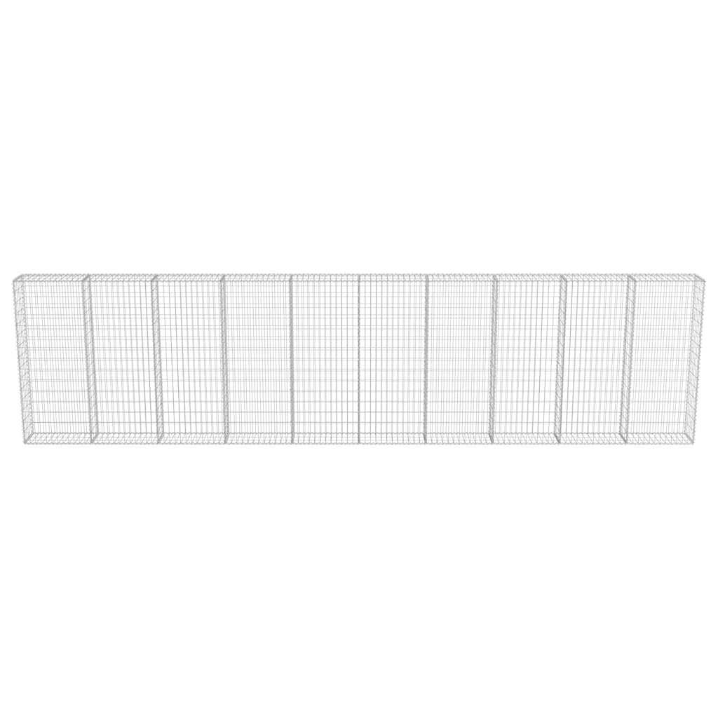 gabionvæg med dæksler galvaniseret stål 600 x 30 x 150 cm