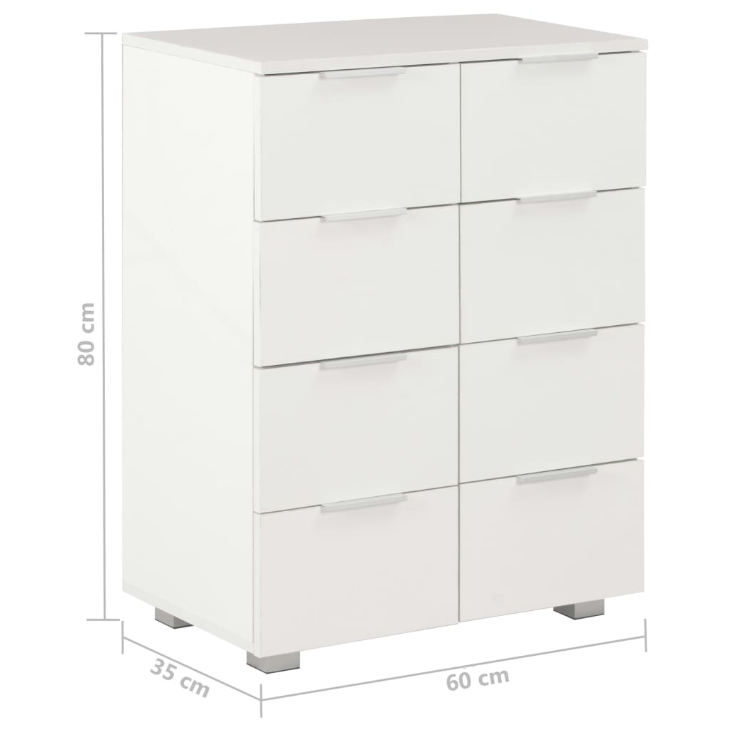 kommode 60x35x80 konstrueret træ hvid højglans
