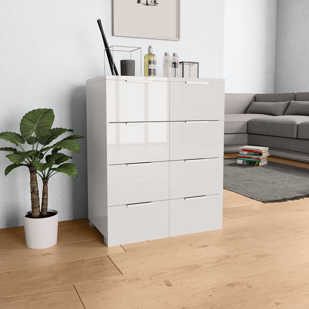 kommode 60x35x80 konstrueret træ hvid højglans