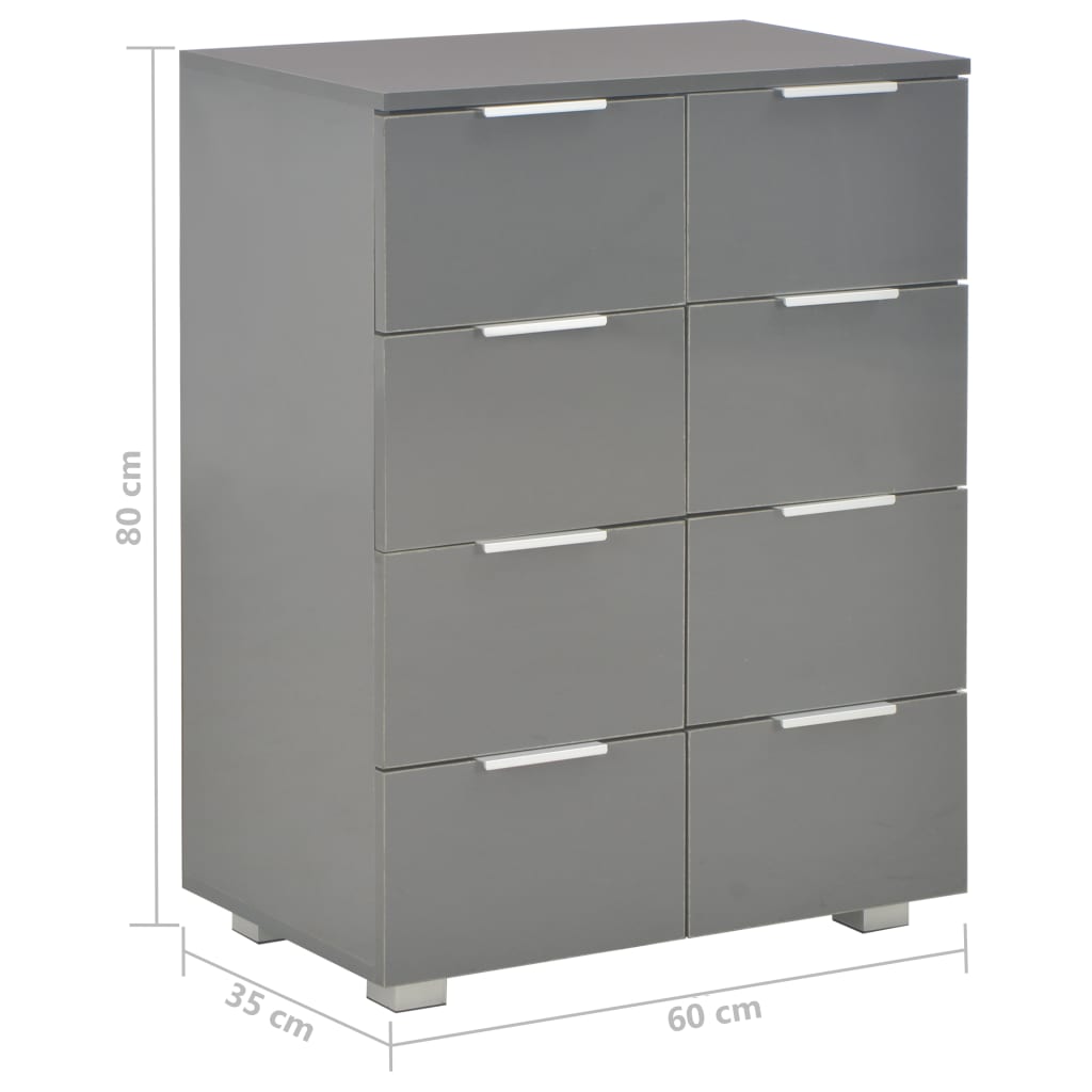 kommode 60x35x80 konstrueret træ grå højglans