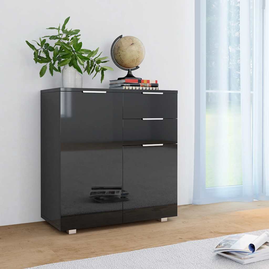 skænk 71x35x80 cm konstrueret træ sort højglans