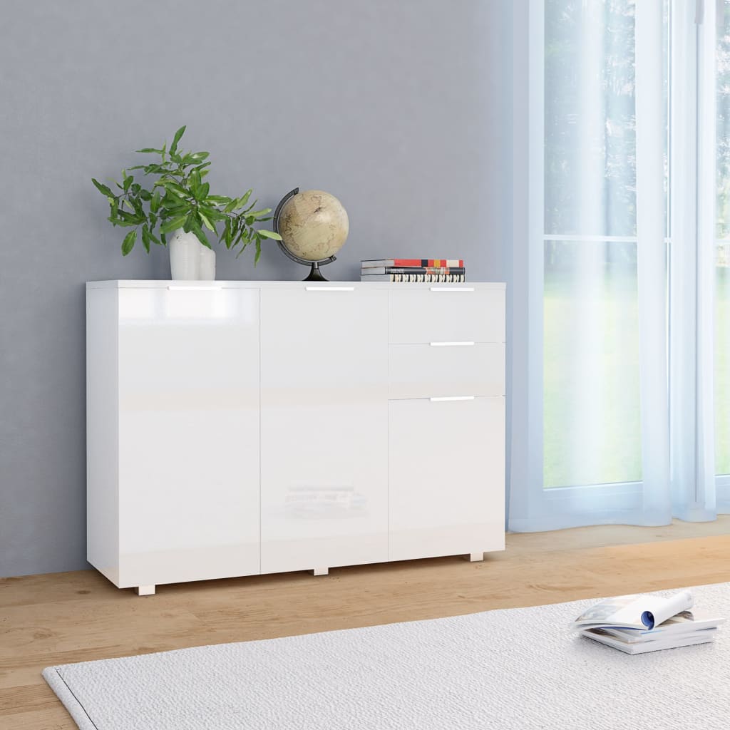 skænk 107x35x80,5 cm hvid højglans