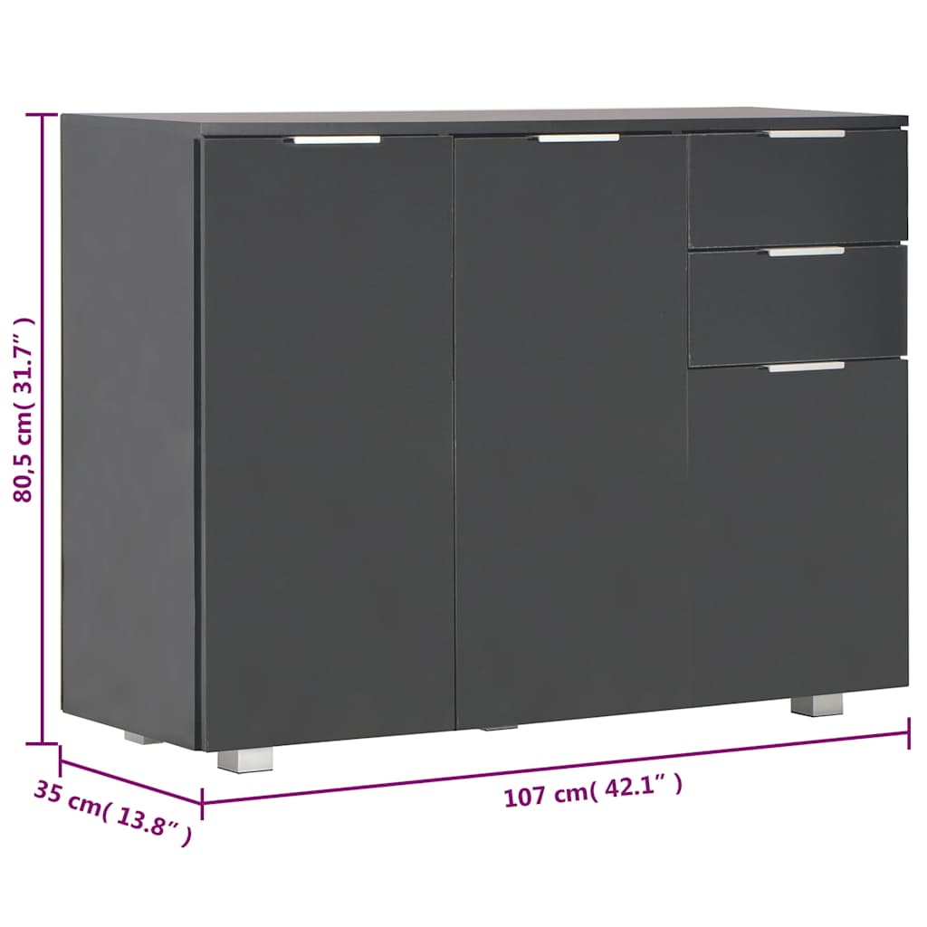 skænk 107x35x80,5 cm sort højglans