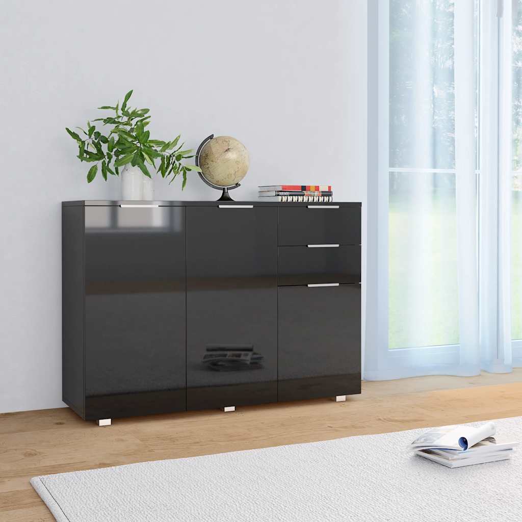 skænk 107x35x80,5 cm sort højglans