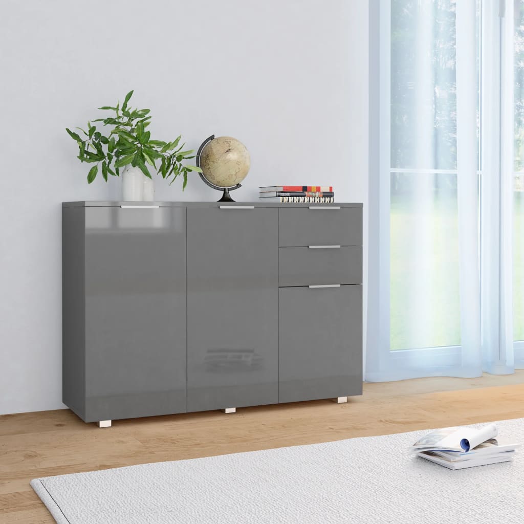 skænk 107x35x80,5 cm grå højglans
