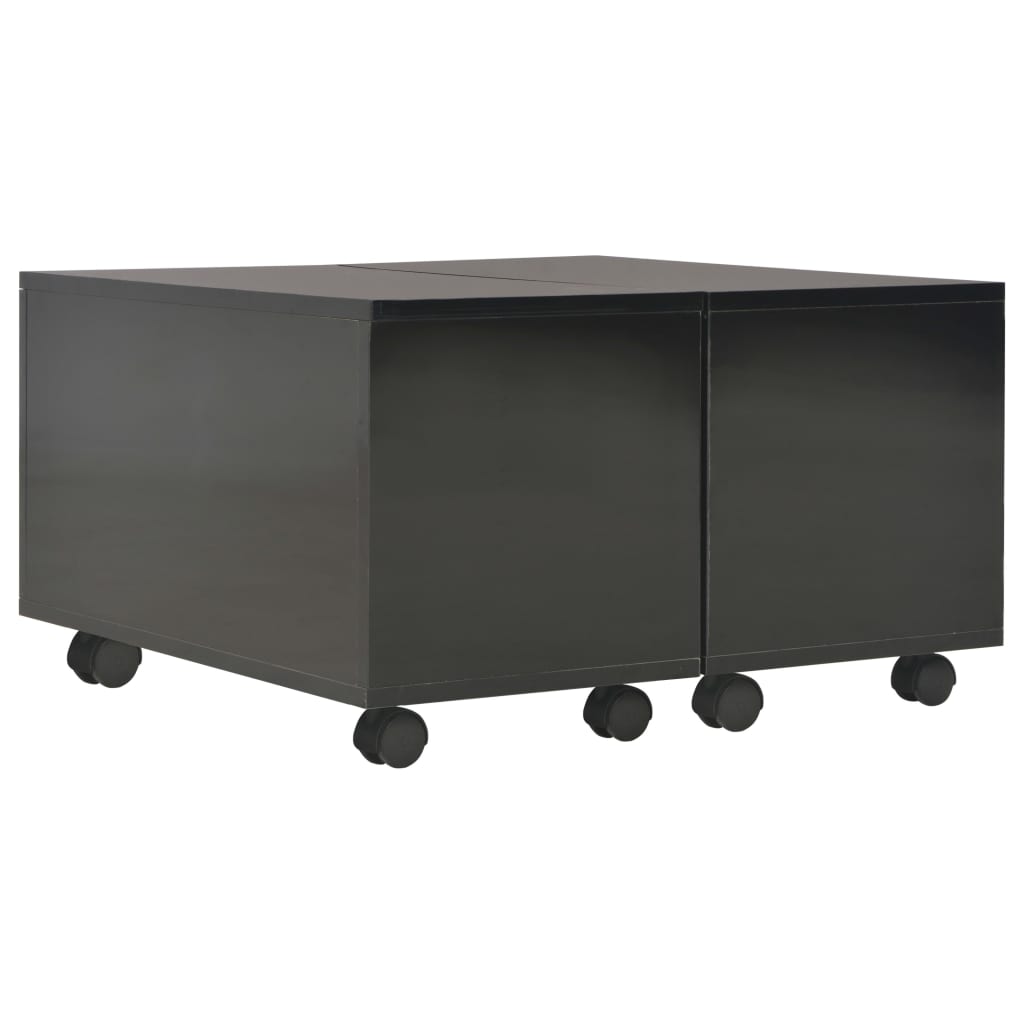 sofabord 60x60x35 cm konstrueret træ sort højglans