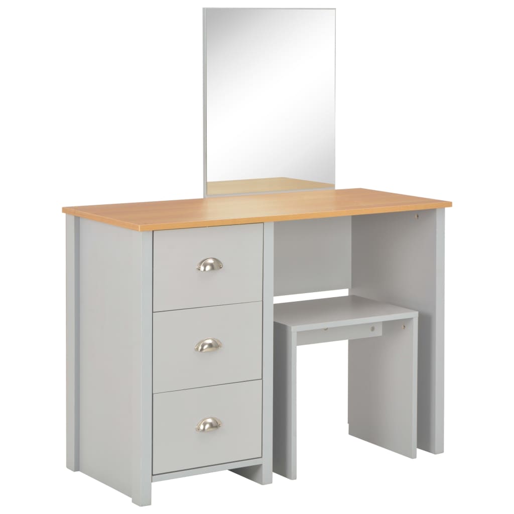 toiletbord med spejl og skammel 104x45x131 cm grå