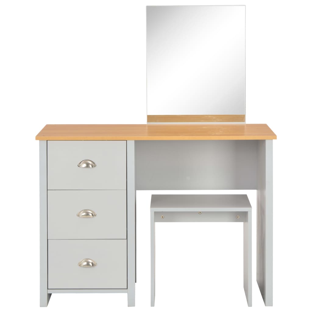 toiletbord med spejl og skammel 104x45x131 cm grå