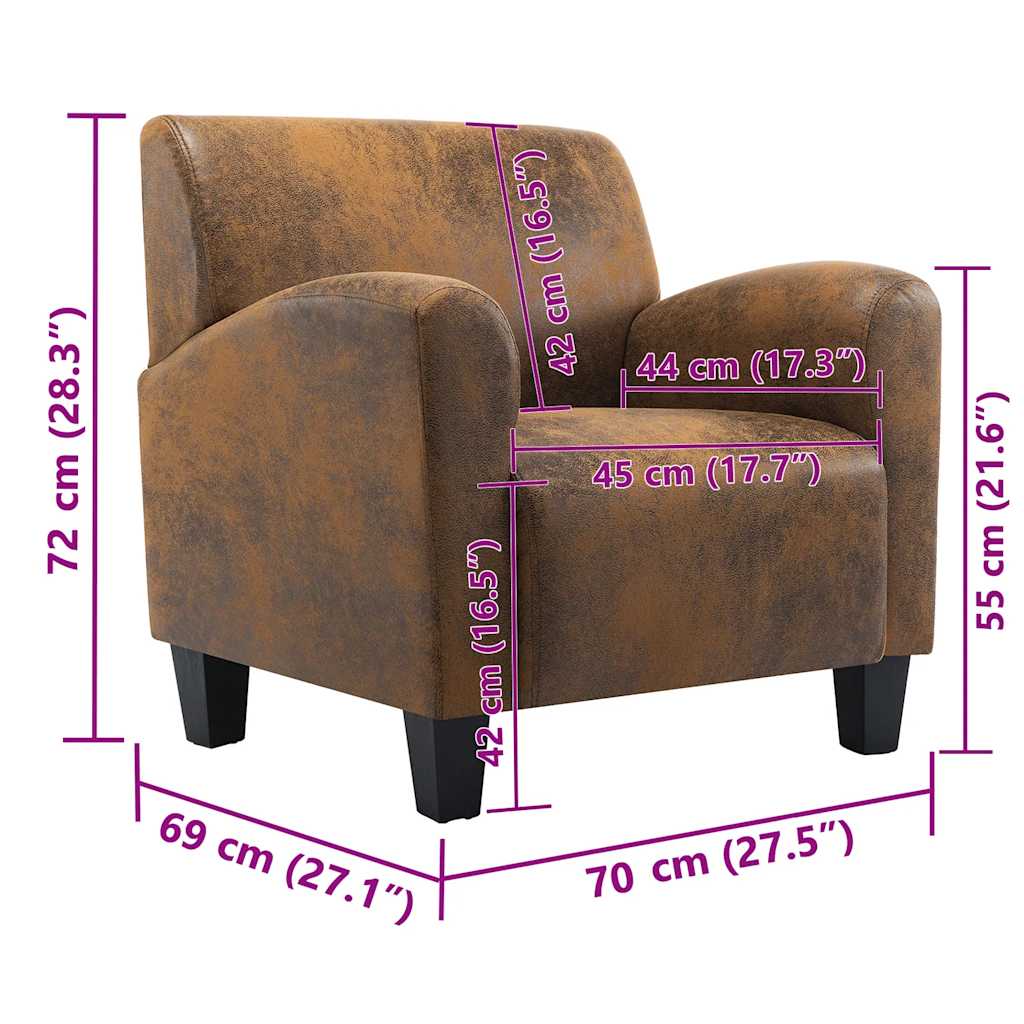 sofastol brun 70x69x72 cm kunstlæder