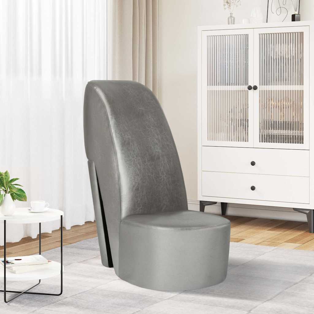 stol højhælet sko-design kunstlæder sølvfarvet