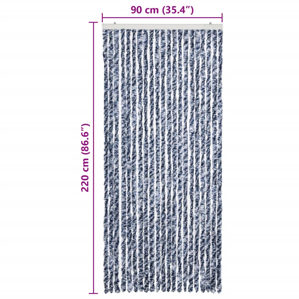insektgardin 90 x 220 cm blå, hvid og sølvfarvet