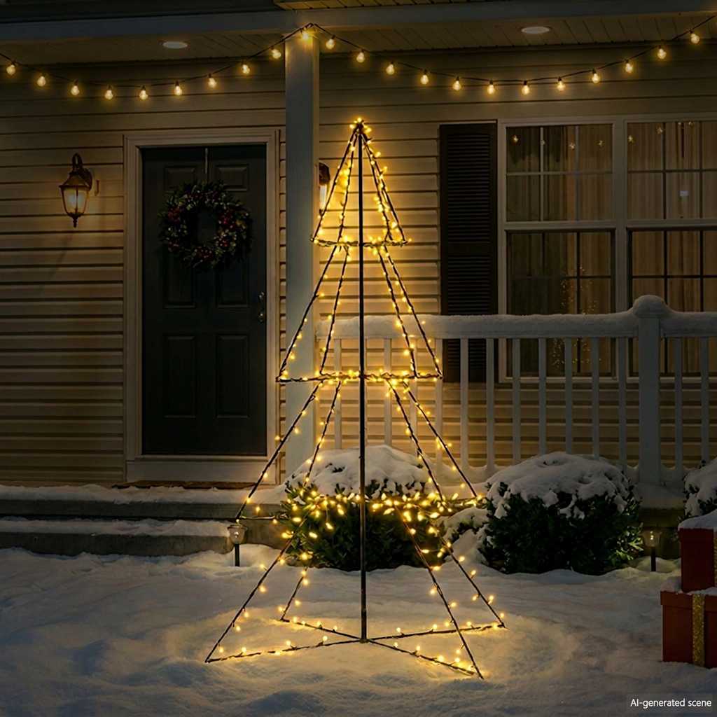 lysende juletræ 115x150 cm 240 LED'er indendørs/udendørs