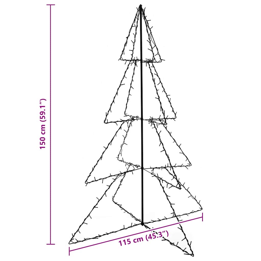 lysende juletræ 115x150 cm 240 LED'er indendørs/udendørs
