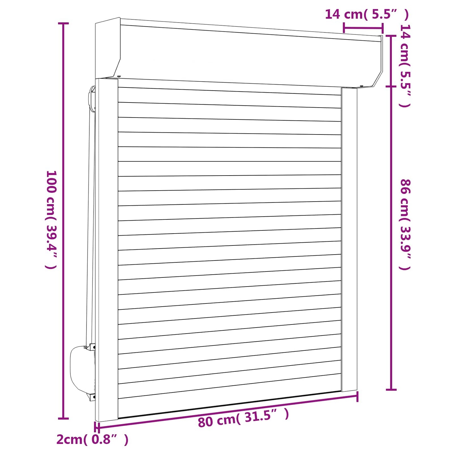 Rullegardin Hvid 80 x 100 cm Aluminium og Polyurethan