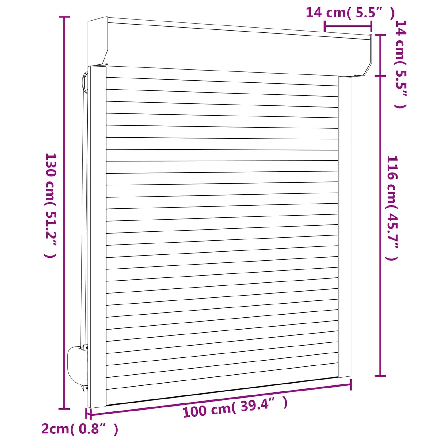 Rullegardin Hvid 100 x 130 cm Aluminium og Polyurethan