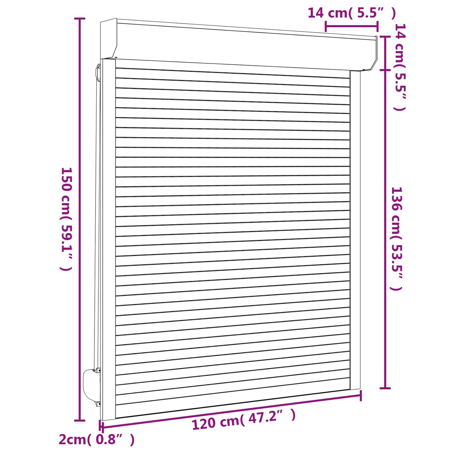 Rullegardin Hvid 120 x 150 cm Aluminium og Polyurethan