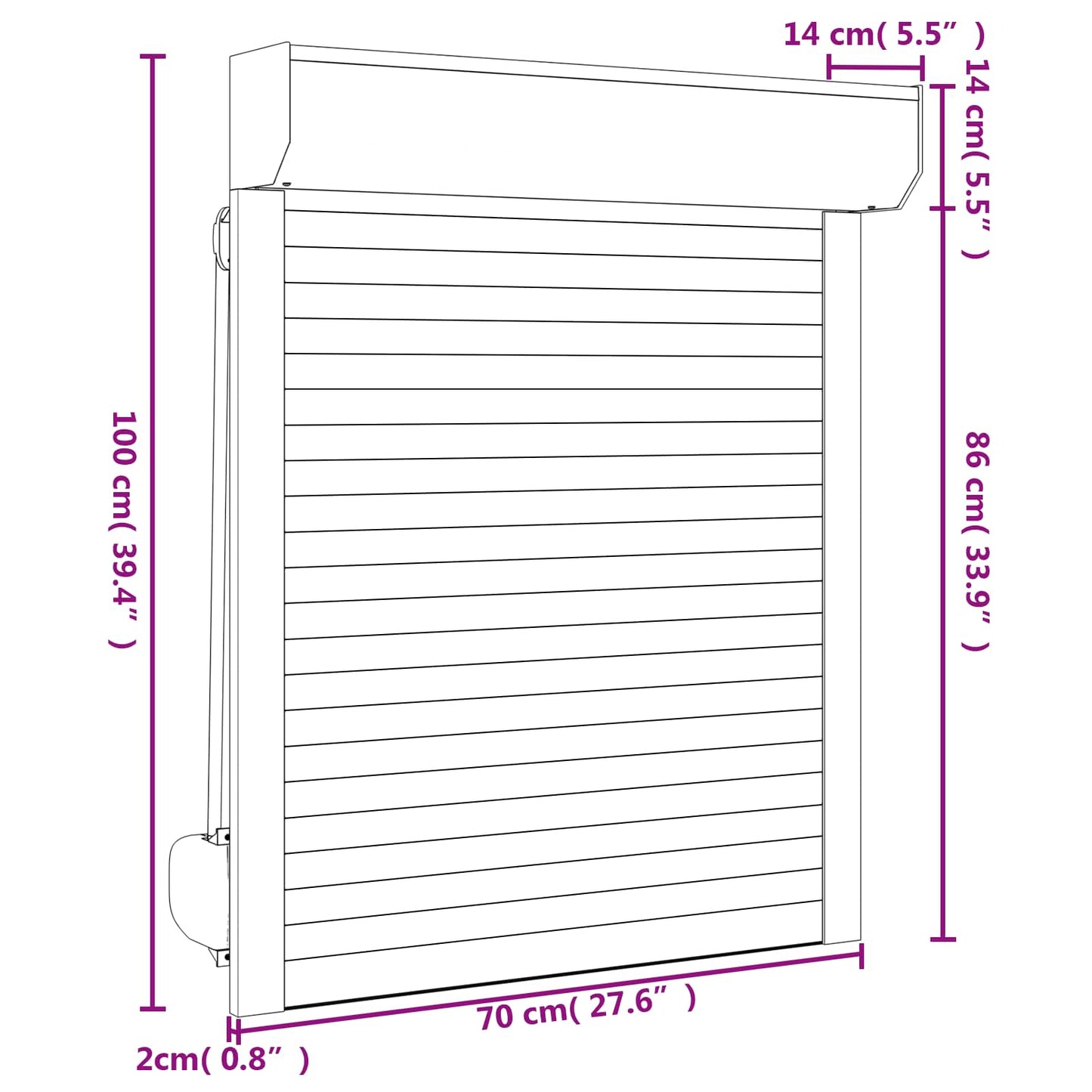 Rullegardin Antracit 70 x 100 cm Aluminium og Polyurethan