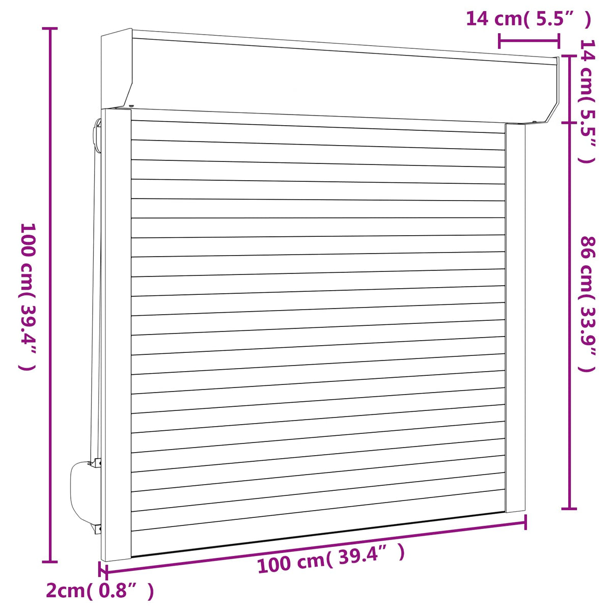 Rullegardin Antracit 100 x 100 cm Aluminium og Polyurethan