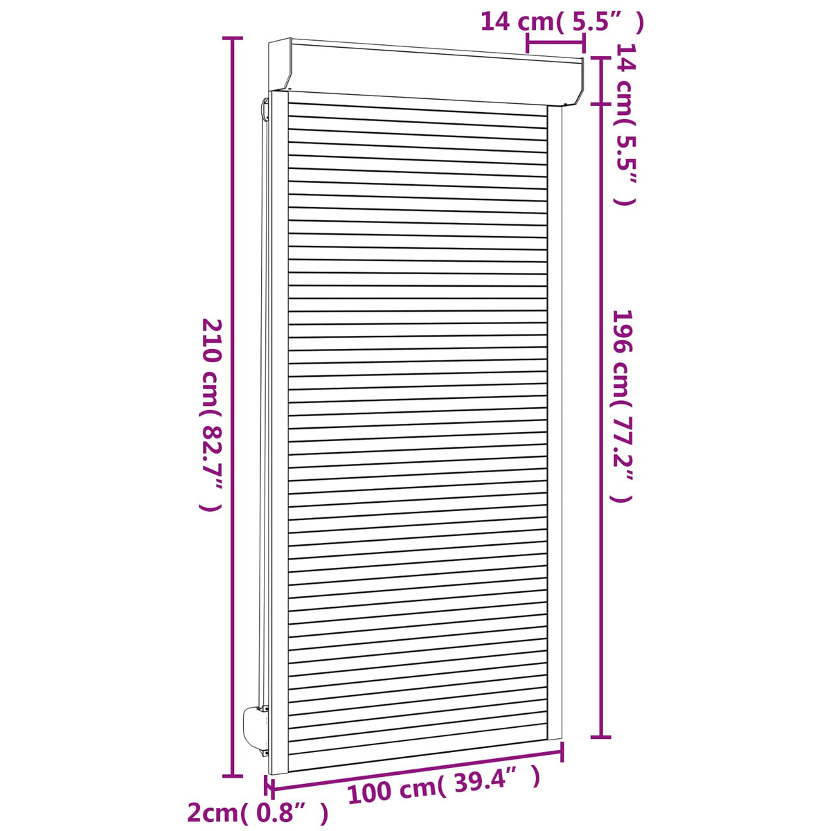 Rullegardin Antracit 100 x 210 cm Aluminium og Polyurethan