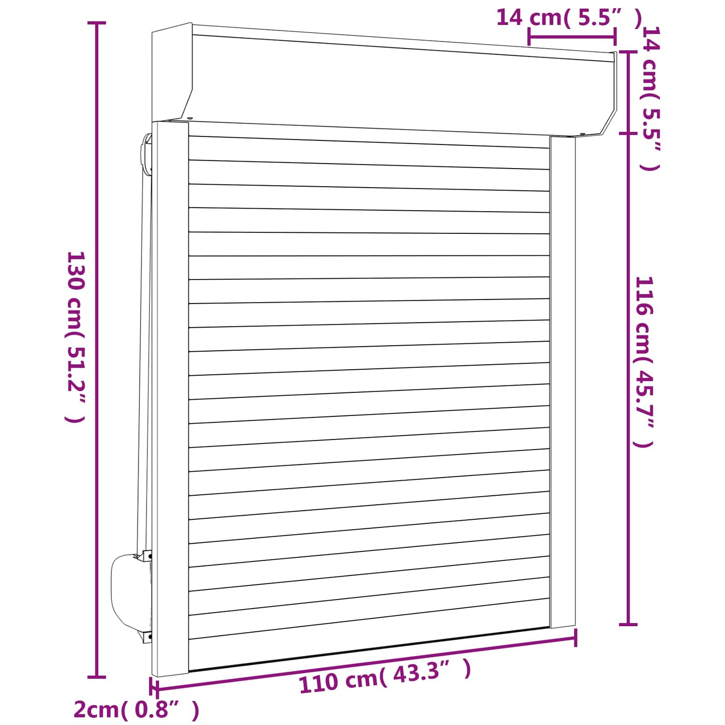 Rullegardin Antracit 110 x 130 cm Aluminium og Polyurethan
