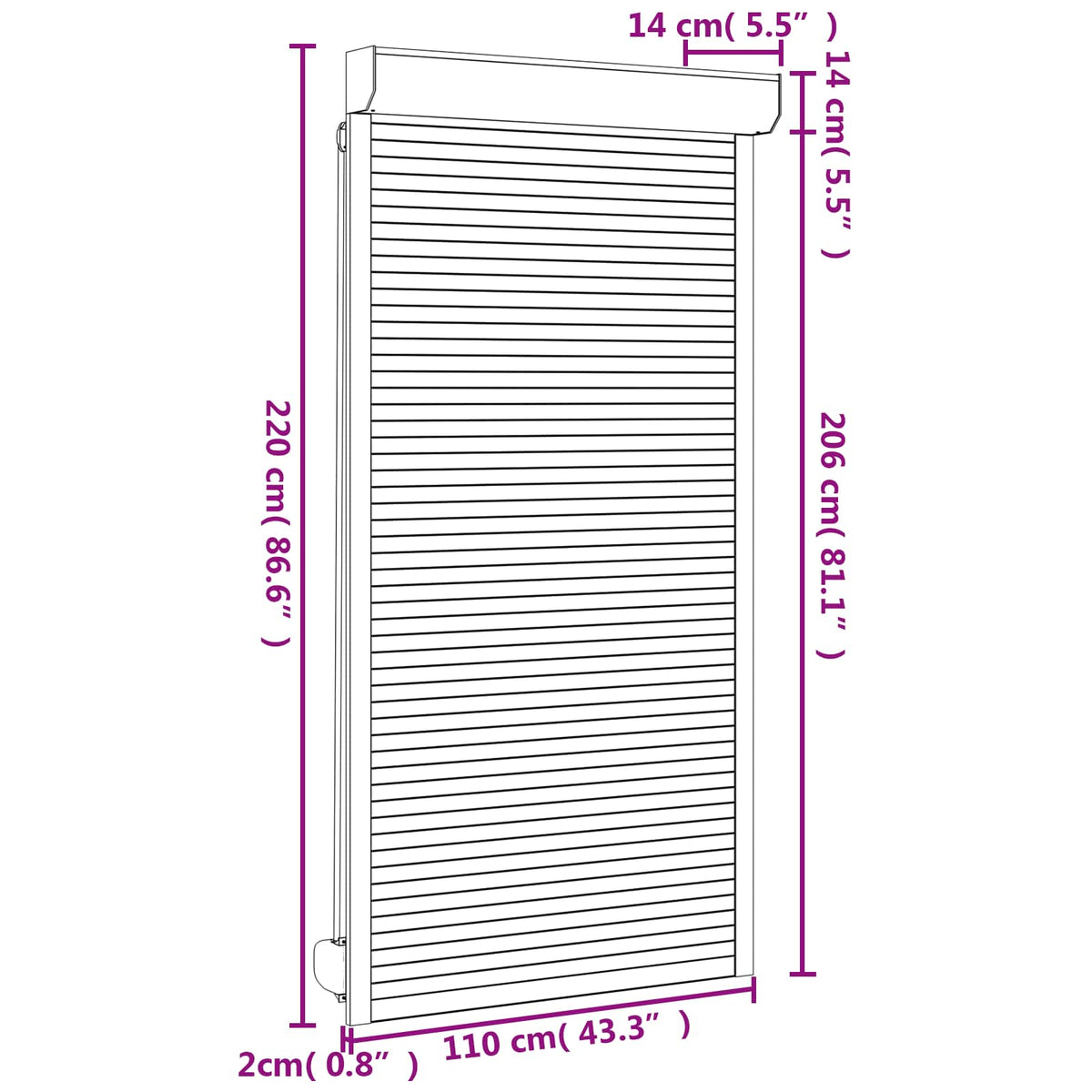 Rullegardin Antracit 110 x 220 cm Aluminium og Polyurethan