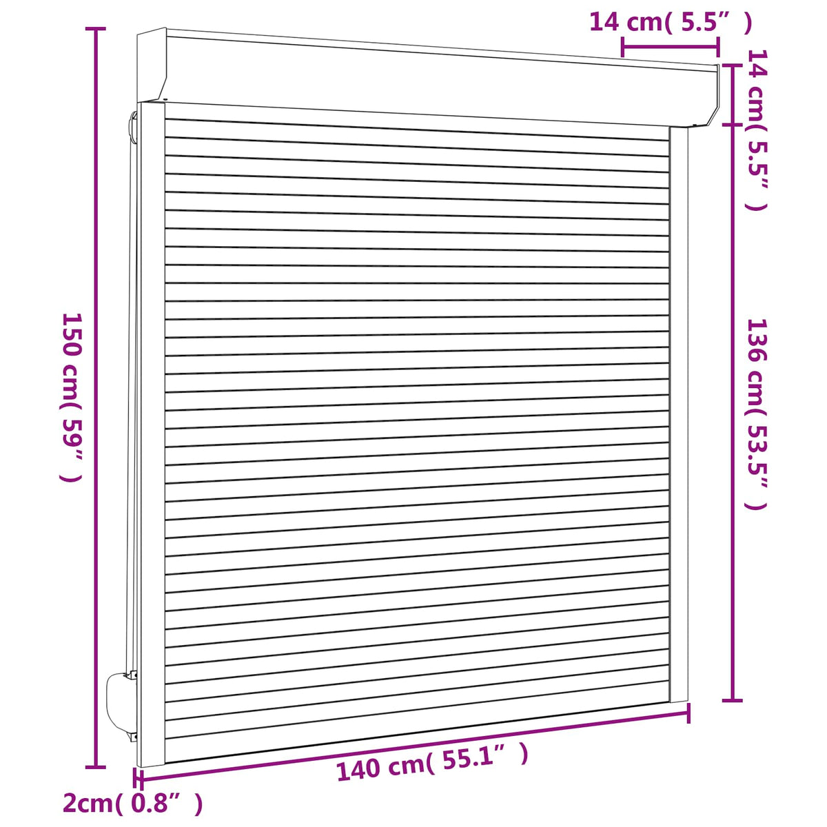 Rullegardin Antracit 140 x 150 cm Aluminium og Polyurethan
