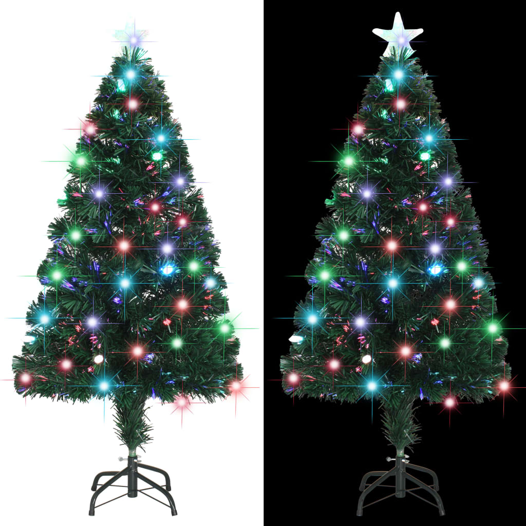 forudtændt juletræ med stativ og LED 120 cm fiberoptisk