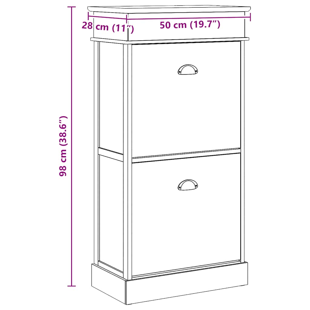 skoskab 50 x 28 x 98 cm kejsertræ hvid