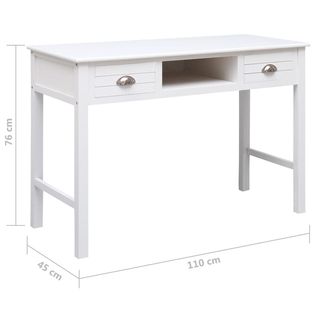 skrivebord 110 x 45 x 76 cm træ hvid