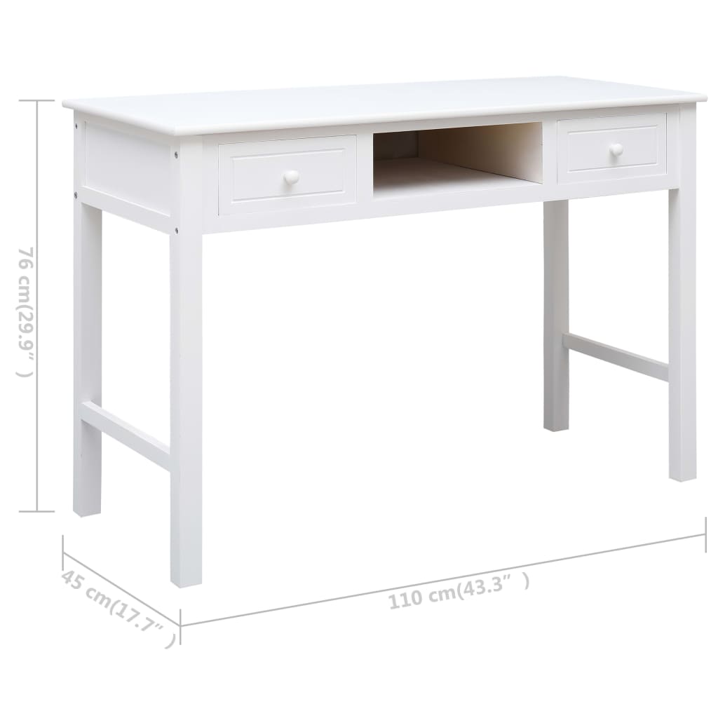 skrivebord 110 x 45 x 76 cm træ hvid