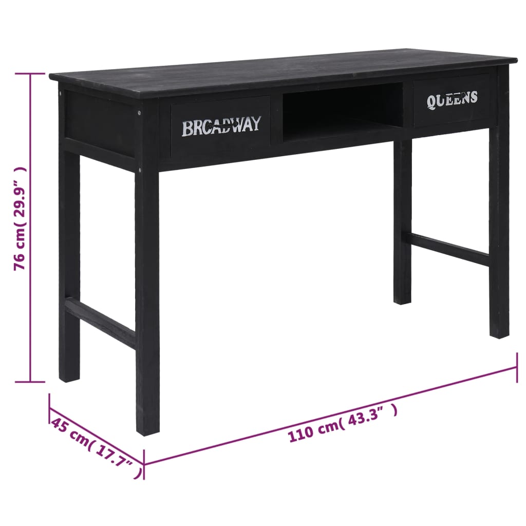 konsolbord 110 x 45 x 76 cm træ sort