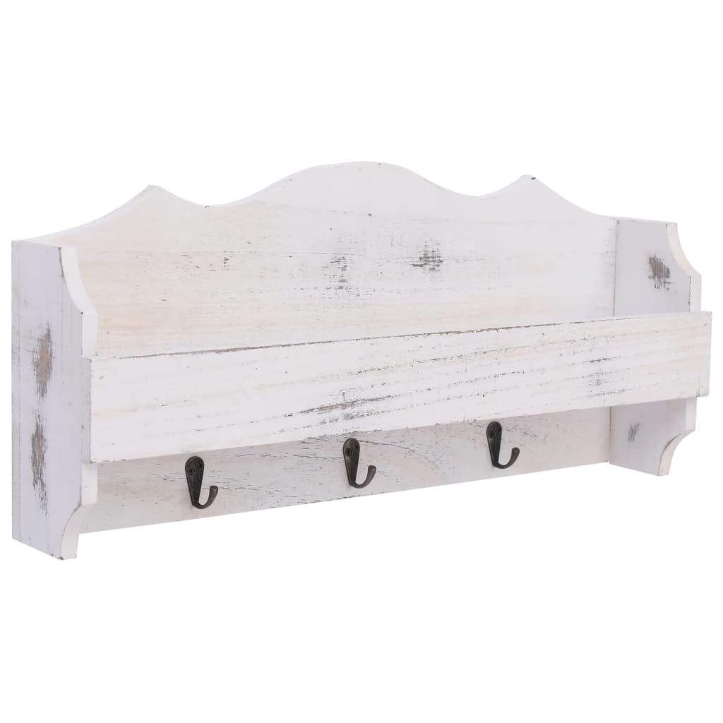 vægmonteret knagerække 50 x 10 x 23 cm træ hvid