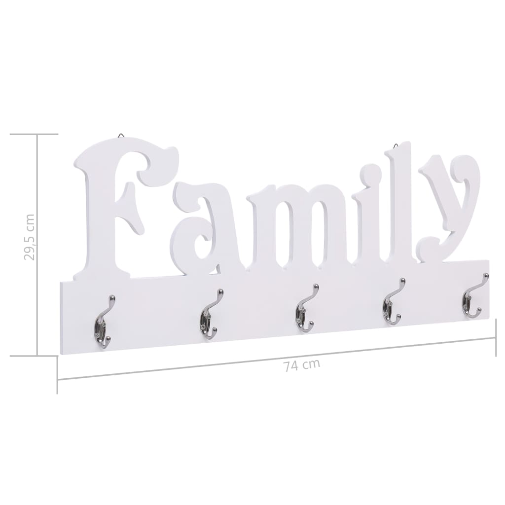 vægophængt knagerække FAMILY 74 x 29,5 cm