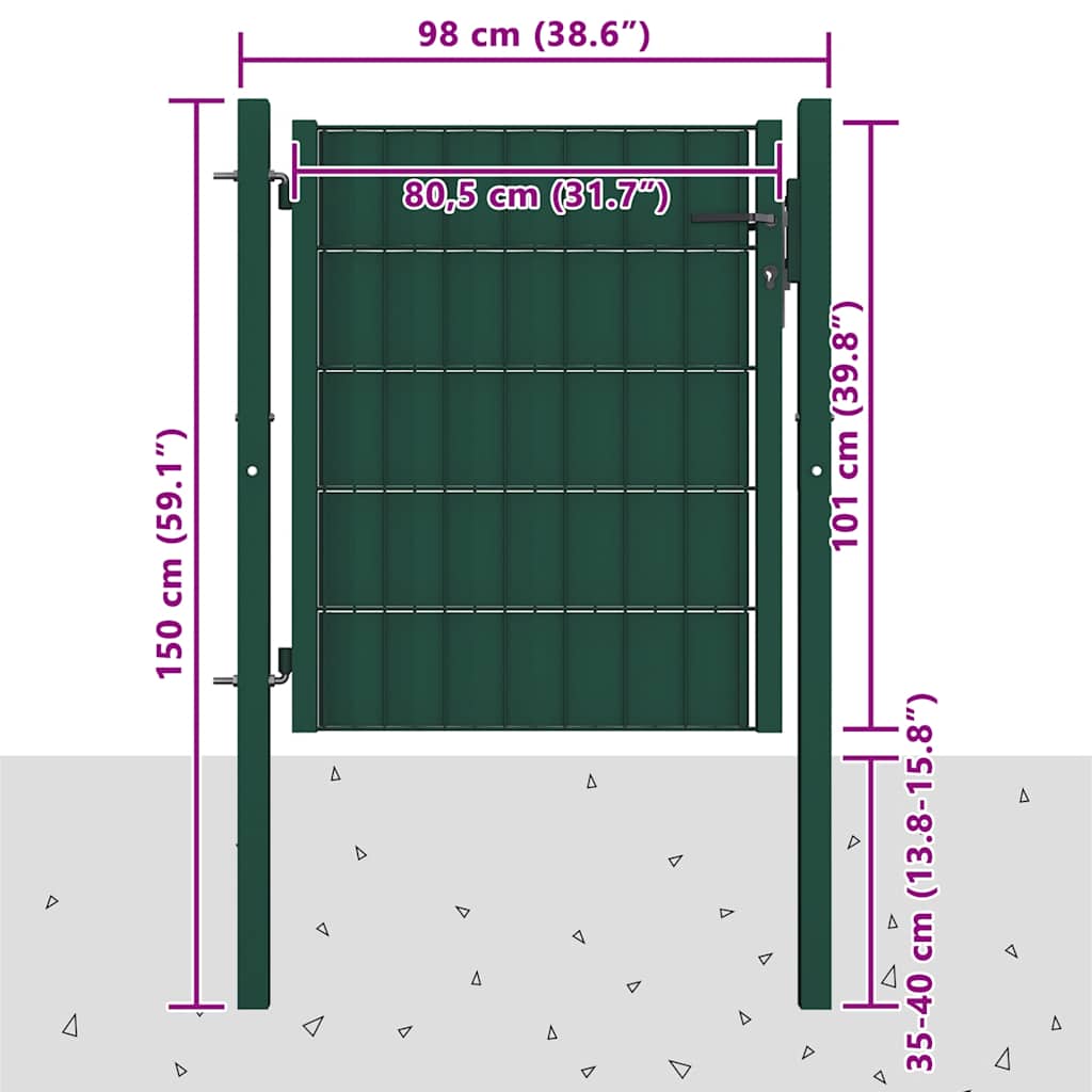 hegnslåge PVC og stål 100x100 cm grøn
