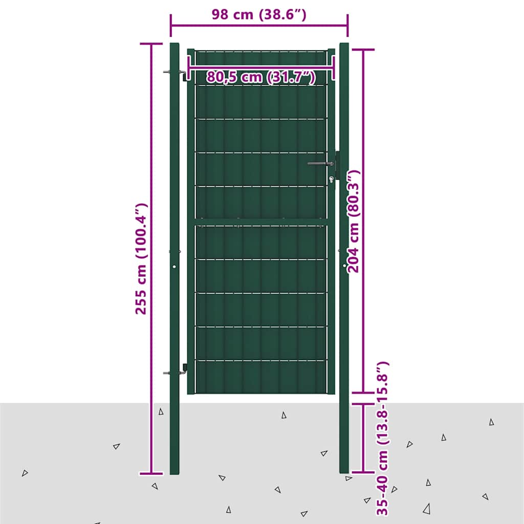hegnslåge PVC og stål 100x204 cm grøn