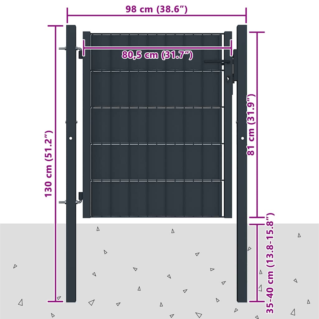 hegnslåge PVC og stål 100x81 cm antracitgrå