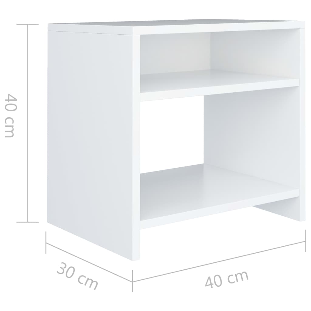 sengebord 40x30x40 cm konstrueret træ hvid