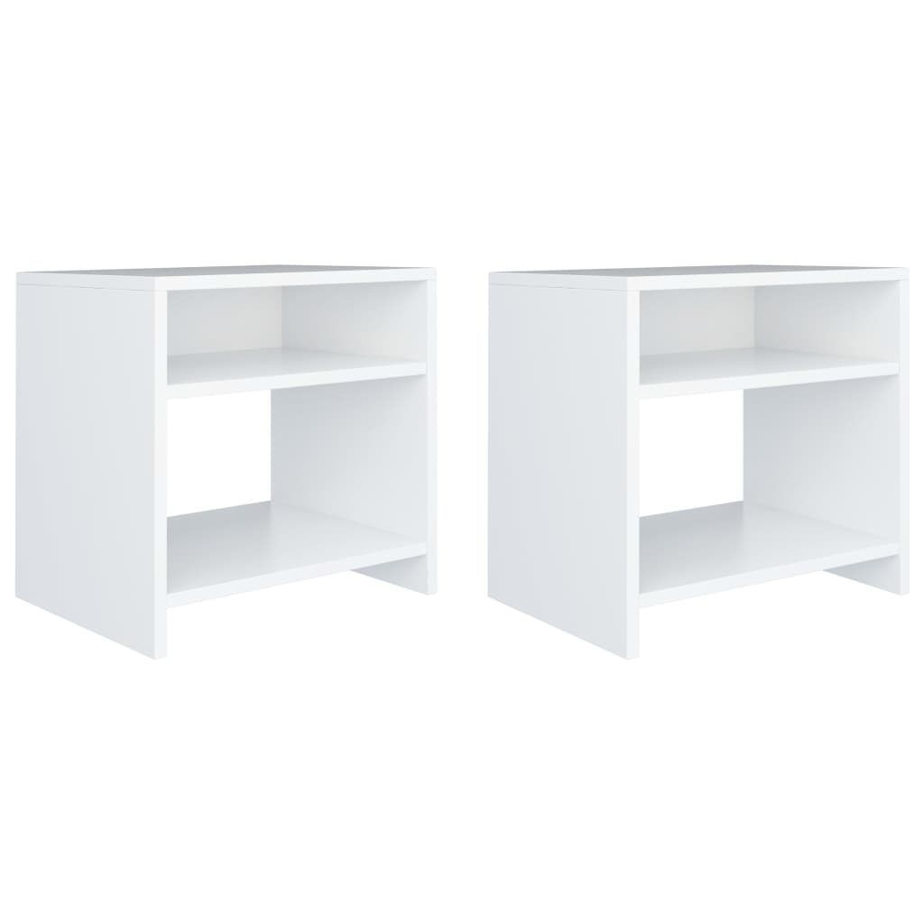 sengeborde 2 stk. 40x30x40 cm konstrueret træ hvid