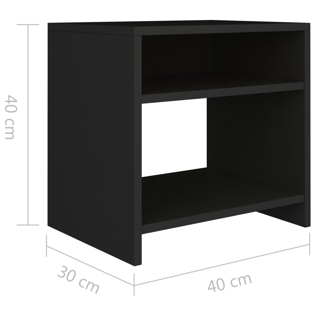 sengebord 40x30x40 cm konstrueret træ sort
