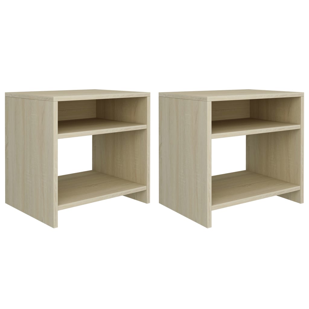 sengeborde 2 stk. 40x30x40 cm konstrueret træ Sonoma-eg