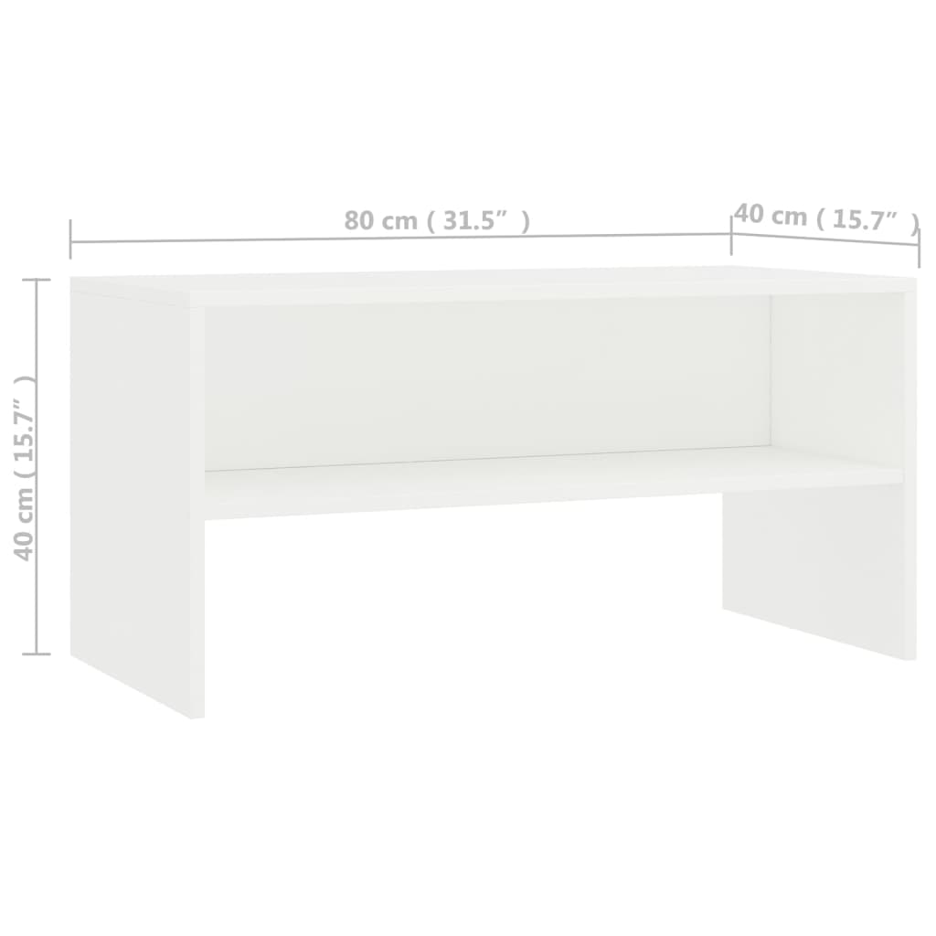 tv-bord 80x40x40 cm konstrueret træ hvid