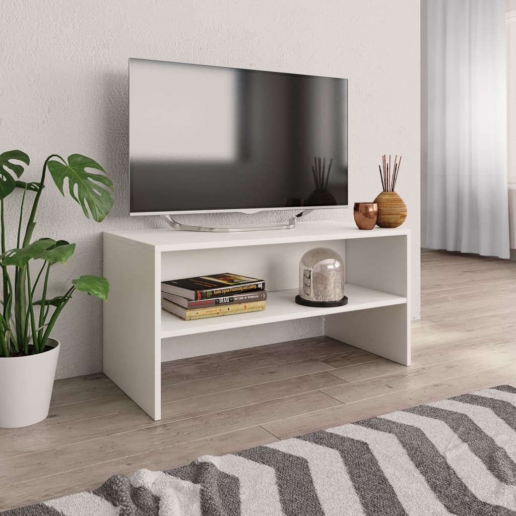 tv-bord 80x40x40 cm konstrueret træ hvid